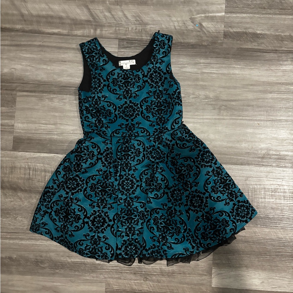 Knitworks Teal and Black Formal Kids Dress